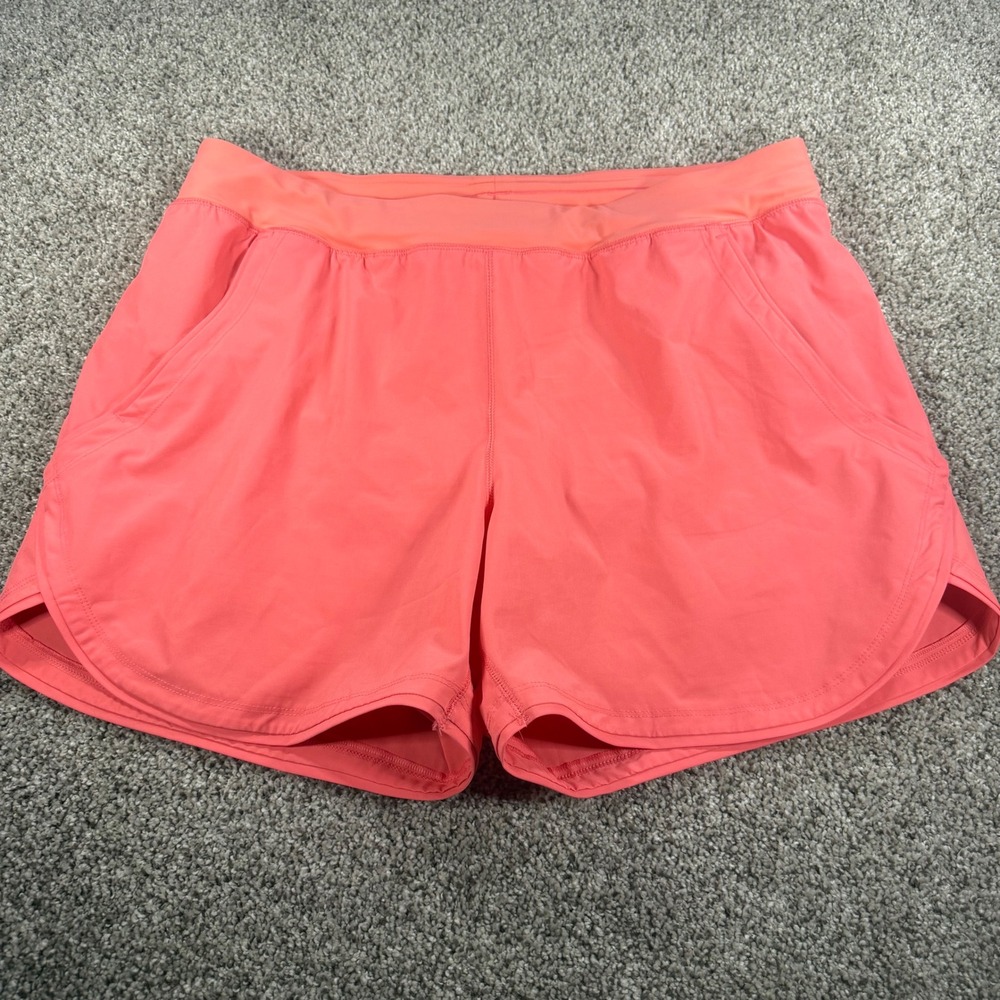 Lands End Womens Coral Pink Athletic Active Shorts with Liner and Pockets 16